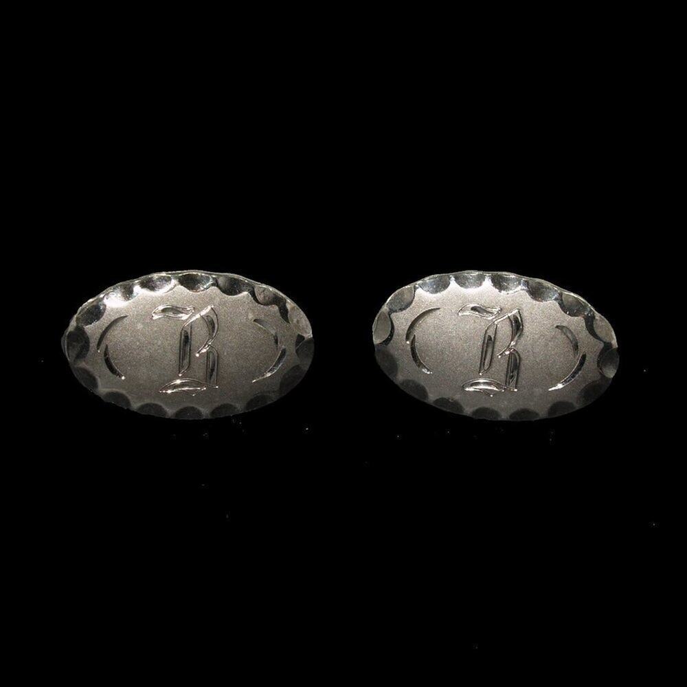 Sarah Coventry Silver Tone Cufflinks Monogram B Vintage 1960s Jewelry